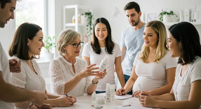 Parenting influencers collaborating on pregnancy-safe skincare